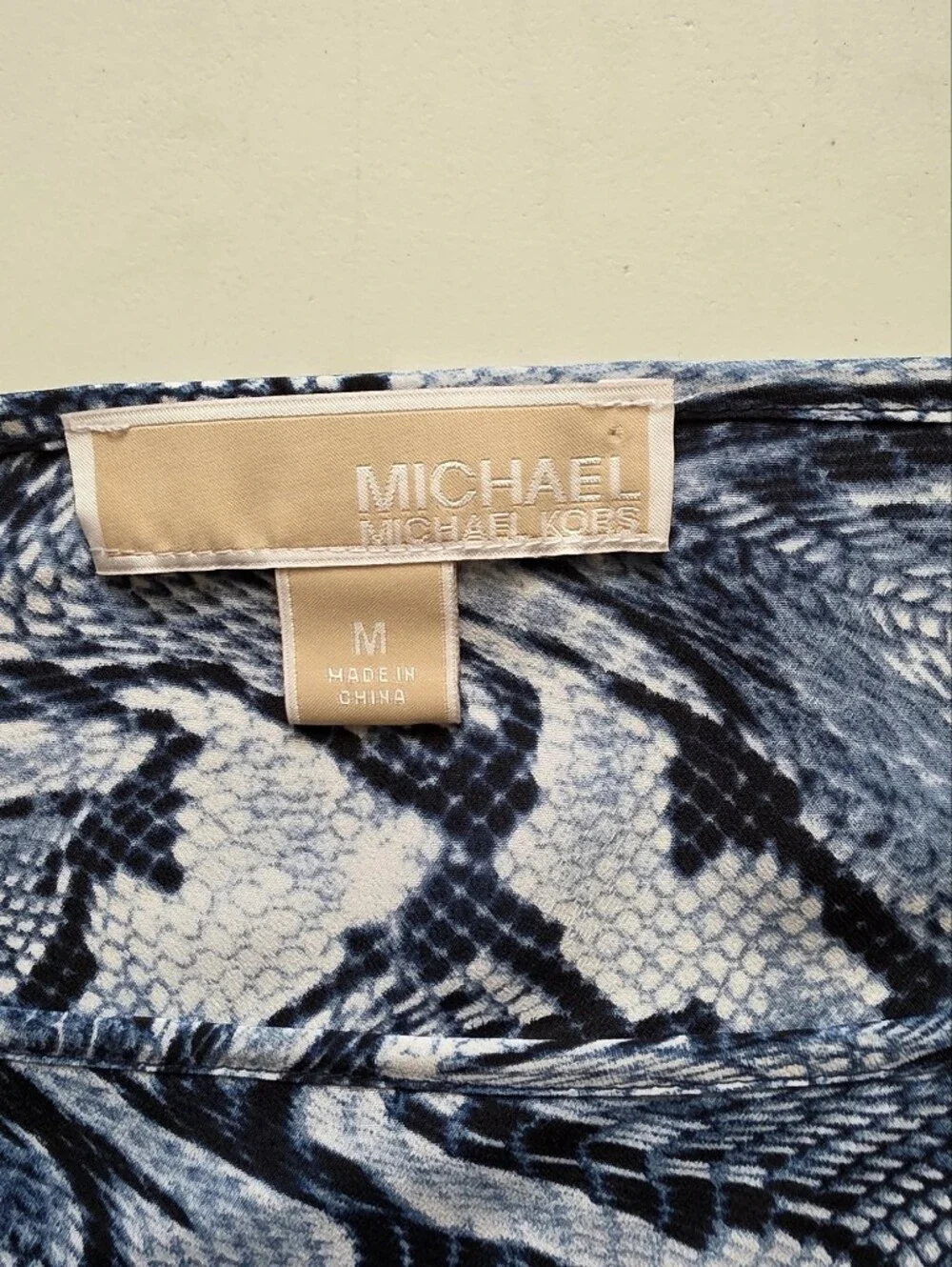 Michael Kors Blue and White Snake-Print Top
